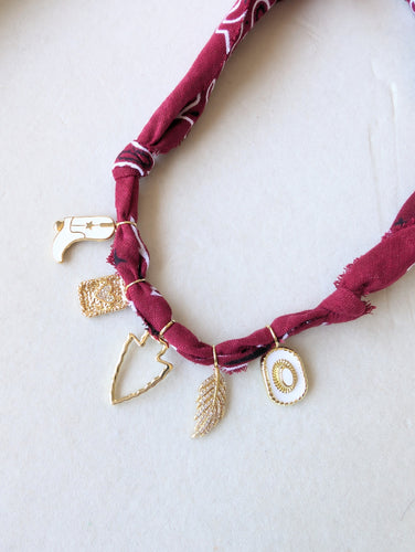 Maroon Bandana Charm Necklace
