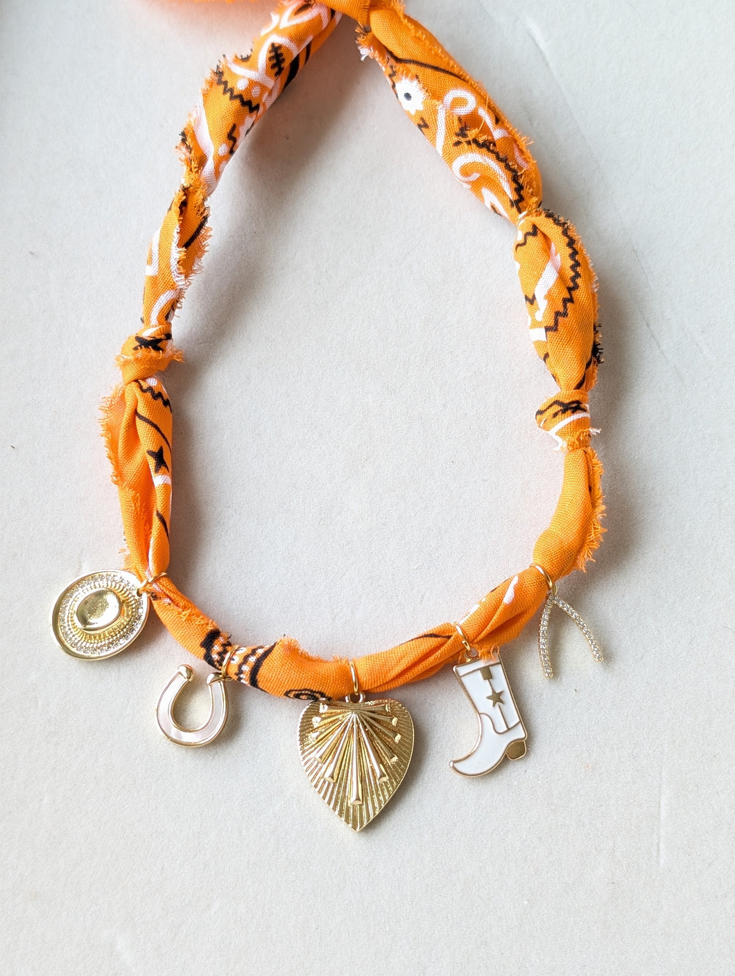 Orange Gameday Charm Bandana Necklace