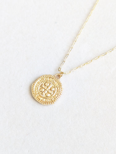 Golden Benedict Medallion Necklace